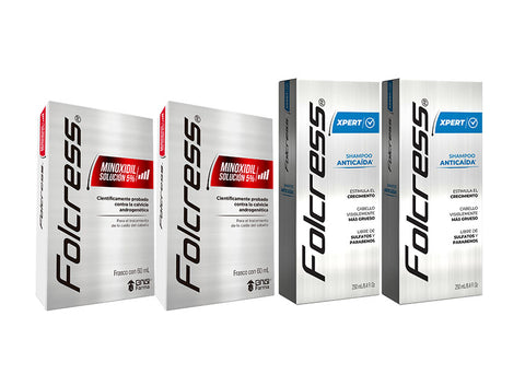 Kit Folcress Plan Capilar duopack Minoxidil 5% + duopack Shampoo Anticaída Folcress Xpert