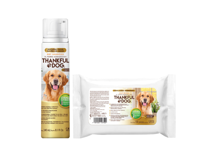 Kit Espuma de limpieza+ nuevas toallitas limpiadoras Thankful Dog