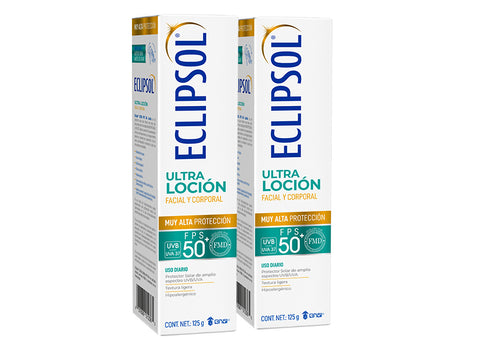 2 Pack Eclipsol Protector Solar Loción Ultra Ligera FPS 50+ Facial y Corporal