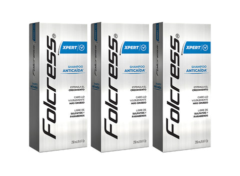 3 Pack Shampoo Anti-caída Folcress Xpert